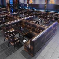Ensemble de bar en pierre sur mesure avec structure en fer, style industriel ancien, mobilier commercial pour bar et salle à manger