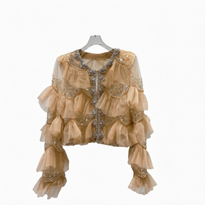 Elegante Chaqueta de Moda para Mujer, Tejida, con Volantes, Acolchada, Térmica, Impermeable, Transpirable, para Primavera, Otoño e Invierno - Product Image 1