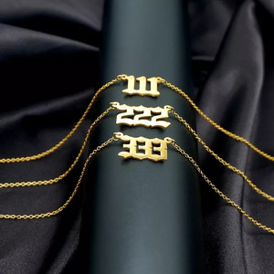 SP <span class=keywords><strong>000</strong></span>-999 Personnaliser Simple Personnalisé Conception En Acier Inoxydable Bijoux 18K Or Pendentif Personnalisé Ange Nombre <span class=keywords><strong>222</strong></span> Collier - Product Image 2