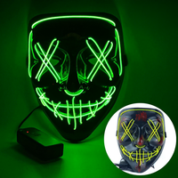 Masque LED de fête, masque lumineux néon, masque d'horreur pour Halloween, masque de mascarade effrayant, accessoire de costume cosplay qui brille dans le noir, festival, rave, DJ