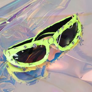 Blauwe En Roze Sport Zonnebril Voor Heren Mode Steampunk Halloween Tinten Voor Feesten Y2 K Gafas De Sol Met Donkere Lijm - Product Image 4