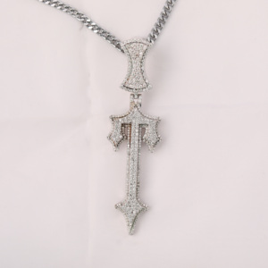 PENDENTIF ESTHÉTIQUE EN FORME D'ÉPÉE EN CROIX AVEC PETIT DIAMANT ROND DE LABORATOIRE EN ARGENT STERLING 925 POUR TOUTES LES OCCASIONS UNISEXES - Product Image 6