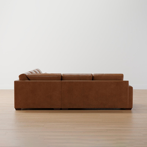Ensemble modulaire de canapé sectionnel de luxe 4 pièces en cuir caramel vintage à accoudoirs carrés et assise profonde pour salon - Product Image 4