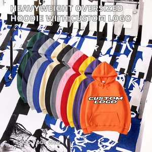 Sweat à capuche surdimensionné en polaire personnalisé pour logo Broderie 3D Sweat à capuche épais et lourd à épaules tombantes pour homme - Product Image 2