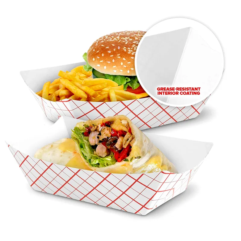 Plateaux alimentaires en papier jetables en gros boîtes en carton pour aliments emballage de boîte à hamburger à emporter