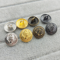 Boutons d'ancrage à tige en alliage de zinc de 12 mm pour blazers et chemises preppy, boutons perlés à dos plat à pied haut Or/Argent/Gunmetal/Antique