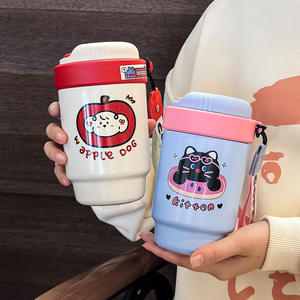 Moclo Insulated <b>Tumbler</b> 500Ml Portable Coffee Bottle For Women Travel Stainless Steel <b>Cup</b> <b>With</b> <b>Straw</b> Cute Design - Product Image 5