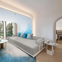 Fabricant de Foshan, meubles de chambre d'hôtel sur mesure, canapé moderne, mobilier de chambre à coucher, lit double en cuir standard 4 étoiles