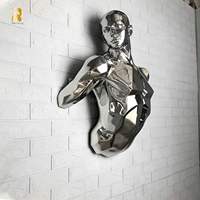 Sculpture murale 3D homme en acier inoxydable RELONG, statue métallique abstraite, design décoratif moderne à vendre