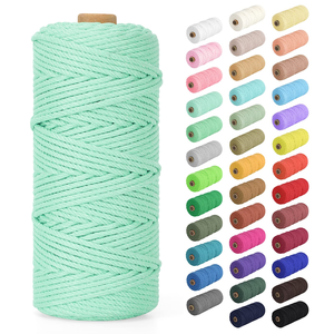 3mm 4mm Twisted Waterproof Coated Cotton <b>Braided</b> Lashing Rope Macrame Cord for Arm Knitting Crocheting DIY Handicraft Decorating - Product Image 2