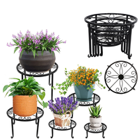 Lot de 5 supports de plantes en métal décents supports de pots de fleurs robustes étagère de pot de plantes en fer antirouille