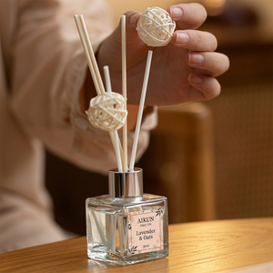 Aikun Low MOQ Floral 50ML Square Glass Sticker Label Custom Fragrance Long Lasting <b>Reed</b> <b>Diffuser</b> Gift Set For Online Sellers - Product Image 3