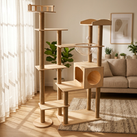 Arbre à chat de luxe écologique, grande tour griffoir d'intérieur multi-niveaux, maison d'escalade au design moderne en bois massif