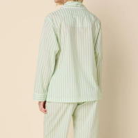 Ensemble de pyjama décontracté rayé pour femme avec col à revers et boutons sur le devant, manches longues, pour la nuit