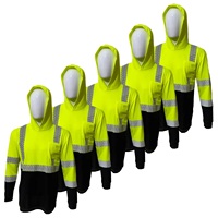 Camiseta de Trabajo de Manga Larga con Capucha de Alta Visibilidad Azul Marino, UPF 30, Reflectante, de Seguridad para Trabajadores de la Construcción, con Logotipo Personalizado