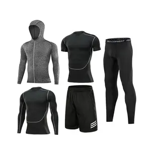ランニングと速乾性の服セブンピースセットモーニングランニングトレーニング & ジョギングウェアスーツジムフィットネススーツ