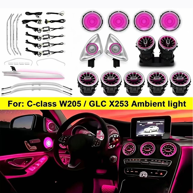 Autowellus 3/12/64 Color Interior Ambient Light for W205 C43/C63/X253/C/Glc Klasse Coupe LED Air Vent Speaker