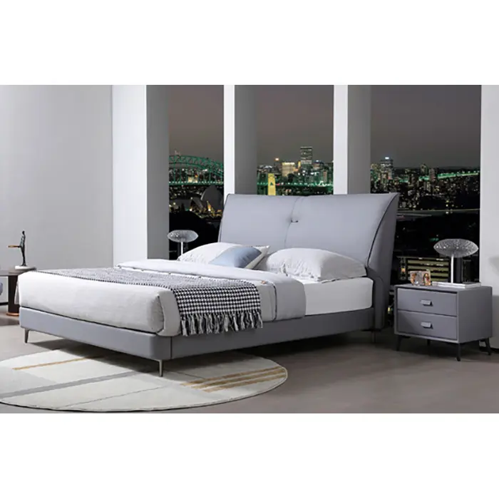 Luxury Modern Queen King Bed Frame Velvet Gold Nai head Trim Upholstered Wing Designed Bed with Deep Detailed Tufting