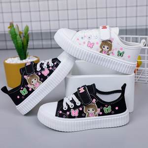 2024 Goedkope Lente Zomer Mode Kids Witte <span class=keywords><strong>Canvas</strong></span> <span class=keywords><strong>Sneakers</strong></span> Meisjes Studenten Platte Bodem Treeplank Schoenen Voor Kinderen - Product Image 3