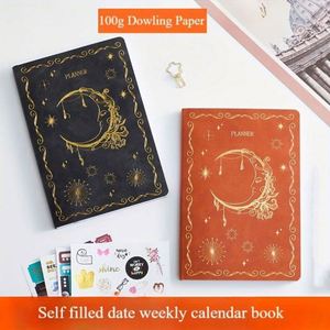 Agenda en cuir rigide MY MOON PIE A5, carnet de notes sans date, planificateur mensuel et hebdomadaire antique, 100 feuilles, personnalisable - Product Image 3