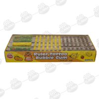 Vente en gros de chewing-gum à bulles en forme de règle, saveurs fruitées mélangées, Halal, avec autocollant de tatouage en papier