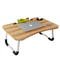 Table pliable en bois CHaO pour ordinateur portable avec porte-gobelet, rangement pratique, table d'étude portable en MDF pour lit, usage domestique, vente chaude