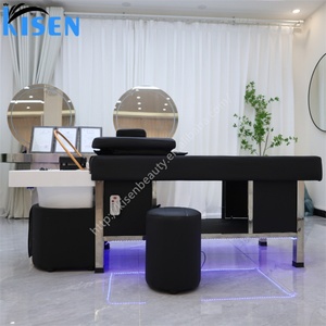 เตียงสระผมเชิงพาณิชย์ Kisen พร้อมระบบน้ำวน ไฟ LED อบไอน้ำ ที่พักศีรษะปรับได้ รองรับแรงดันไฟฟ้าทั่วโลก 110V 220V - Product Image 4