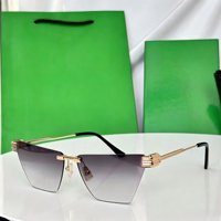 Lunettes de soleil de luxe à monture carrée intégrale avec verres dégradés orange pour hommes et femmes, en métal et nylon doré, haute protection UV