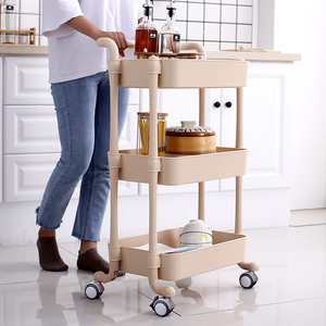 Kitchen storage trolley with wheels, multi-tiered floor-standing storage rack for bathroom, living room, and shower rooms. - Product Image 3