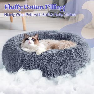 Cama Redonda y Esponjosa para Perros y Cachorros, Lavable a Máquina, Antideslizante, Relajante, de Felpa Suave, Tipo Donut, para Gatos, para Interiores del Hogar - Product Image 2