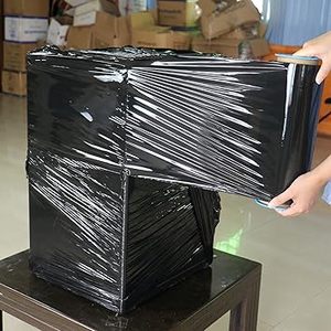 Huamaohengchun 12 po x 1000 pi, 80 gauge, lot de 3, film rétractable noir, film plastique noir auto-adhésif pour expédition et déménagement - Product Image 5