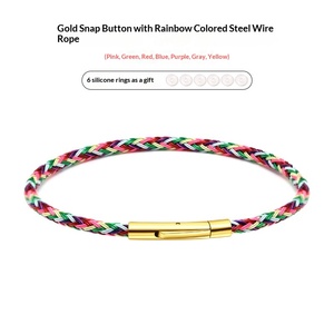 <span class=keywords><strong>Bracelet</strong></span> tressé coloré avec perles dorées 3D et cordon gravé, en acier inoxydable de 3 mm, modèle XD MB267 - Product Image 2