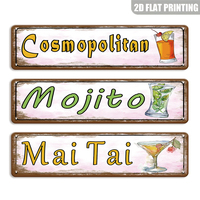 Letrero Metálico Vintage de Cócteles, Impresión en Vidrio de Mojito y Mai Tai, Decoración de Pared para Hogar, Bar o Pub