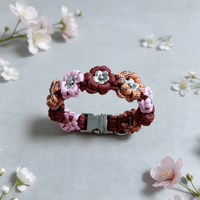 Collier pour chien élégant en nylon tissé, couleur unie, motif floral, réglable, avec boucle à dégagement rapide, robuste, toutes saisons, style luxe léger