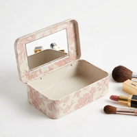 Petite boîte en métal à charnière avec logo personnalisé, mini boîte rectangulaire vide pour cosmétiques, étui pour parfum solide, baume, palette de fards à paupières, emballage