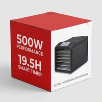 6-Tray Voedseldehydrator - 500W Hoge Vermogen Slimme Besturing - Gelijkmatig Drogen voor Gedroogd Vlees & Fruit - BPA-Vrij - Huishoudelijk Gebruik - Milieuvriendelijk