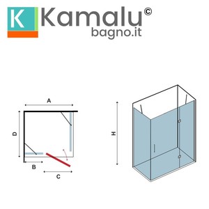 Kamalu KT5000 box doccia senza cornice 80x90cm con Pivot porta incernierata 80cm lato fisso 90cm lato per bagno telaio in alluminio - Product Image 3