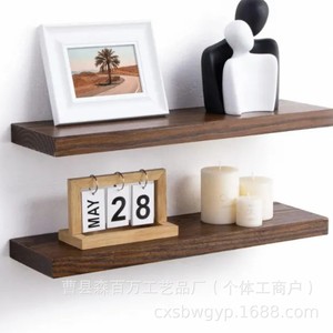 <b>Wall</b> <b>Mounted</b> <b>Shelf</b> Solid Wood Single Tier Rectangle Living Room Storage Durable - Product Image 3
