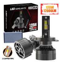 Redsea M10 Haute puissance 120w 12000lm Phare de voiture à LED H1 H4 H7 H11 H13 9005 9006 9012 Phare de voiture à LED automatique IP68 6500k Phare à LED