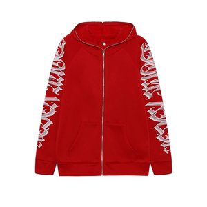Unisex Y 2 <span class=keywords><strong>k</strong></span> Zip up con scritta grafica su faccia Punk Goth felpe con cappuccio e felpe estetiche per uomo - Product Image 6