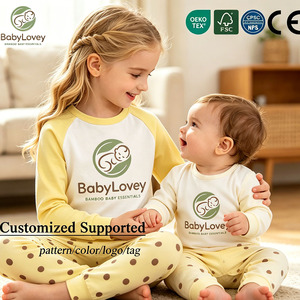 Babylovey - Conjunto <span class=keywords><strong>de</strong></span> Pijama Personalizado para Bebés Niñas, Estampado Personalizado, <span class=keywords><strong>de</strong></span> Bambú, con Leggings <span class=keywords><strong>de</strong></span> Manga Larga - Product Image 1