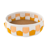Lit pour chat en feutre Leyoupai, directement de l'usine, toutes saisons, respirant, forme circulaire, panneaux orange et gris, universel pour chats et chiens, lavable