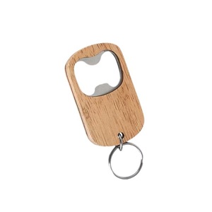 Logo gravé au laser personnalisé porte-clés en métal vierge et ouvre-bouteille de bière en bois porte-clés porte-clés ouvre-bouteille en bois - Product Image 3