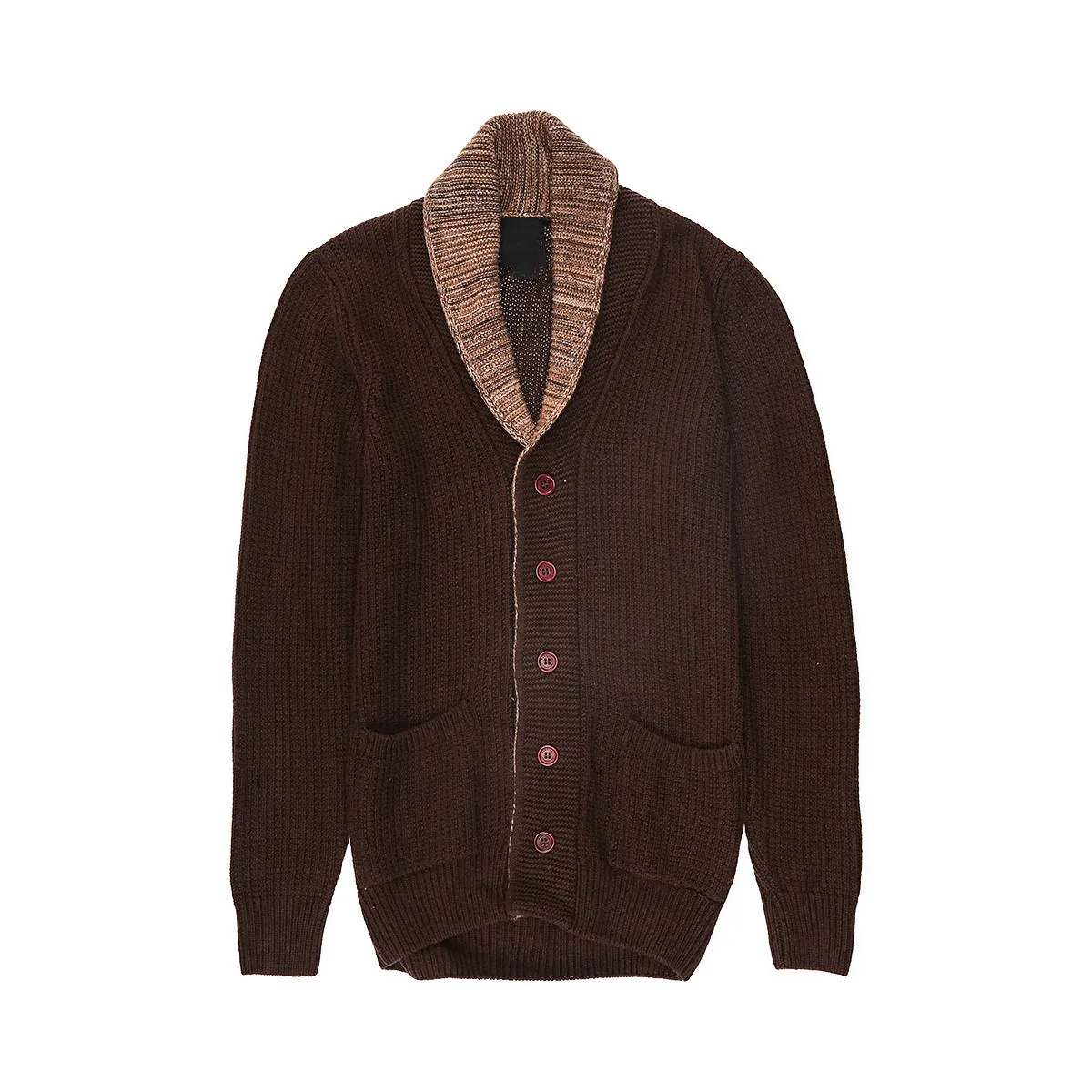 OEM Men Knit Sweater Designer Custom Turn Down Collar Shawl Neck Oversized Stylish Men'S Knitted Sweater Cardigan Coat