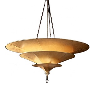 Lámpara colgante de fibra grande Viall de Hotel Vintage de lujo, iluminación colgante de seda, candelabro dorado <span class=keywords><strong>Icaro</strong></span> - Product Image 3