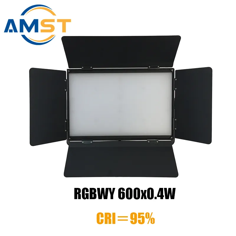 RGBWY 5IN1 Dimmable LED Panel plano Luz suave con 3 colores primarios 200W Iluminación de video DMX512 para Station Studio