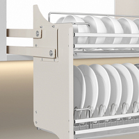 Étagère coulissante supérieure en acier inoxydable 204 avec amortisseur hydraulique manuel pour le rangement des bols et des assiettes dans la cuisine