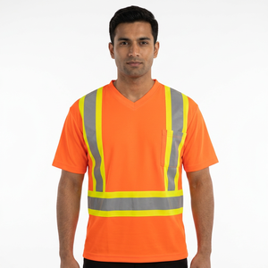 Camiseta de Seguridad de Alta Visibilidad Unisex Personalizada con Material Transpirable de Poliéster/Algodón, Impresión por Transferencia de Calor, Manga Corta - Product Image 1
