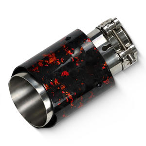Nouveau embout d'<span class=keywords><strong>échappement</strong></span> universel pour automobile en acier inoxydable avec motif forgé en fibre de carbone et feuille d'or rouge, 1 pièce - Product Image 6