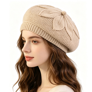 Béret en crochet doux et décontracté pour <span class=keywords><strong>femme</strong></span>, style français, chaud et confortable pour l'hiver et l'automne, bonnet d'<span class=keywords><strong>artiste</strong></span> <span class=keywords><strong>peintre</strong></span> - Product Image 3